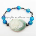 natural Agate gemstone beads and hematite beads stretch agate gemstone bracelet